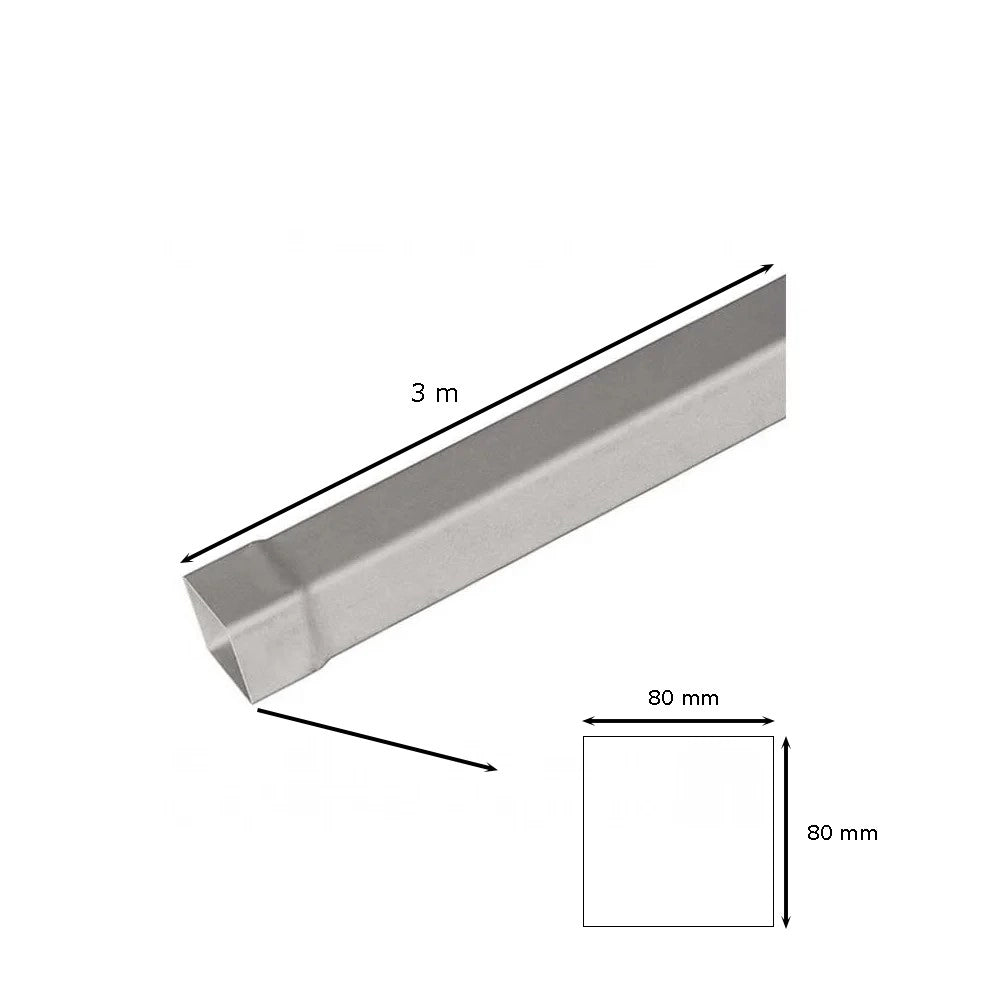 Tubo in pvc marrone/grigio quadro : Colore - Grigio, Diametro - 80x80 Quadro, Metri Lineari - 3 metri