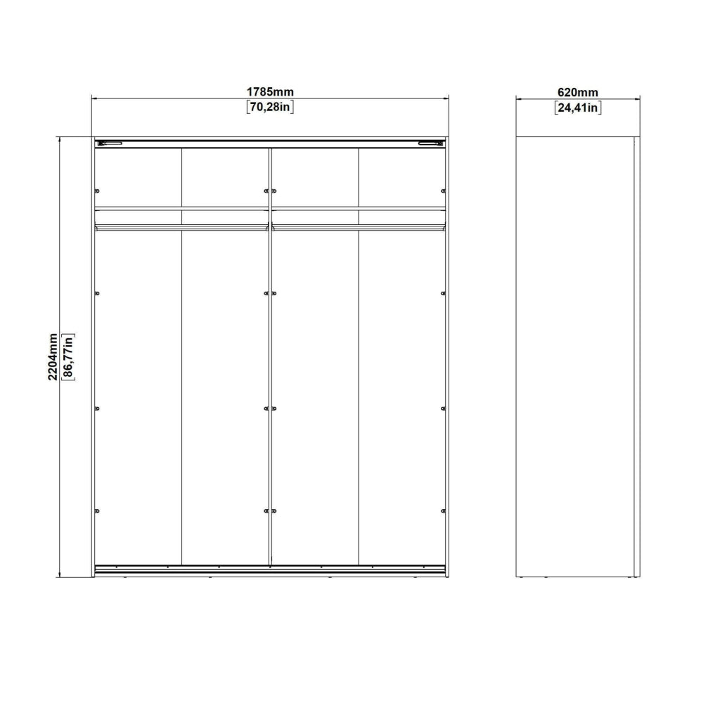 Armadio multiuso grande Hagupit, Mobile multifunzionale, Mobiletto scarpiera, Guardaroba porta scarpe, 179x62 h220 cm, Grigio