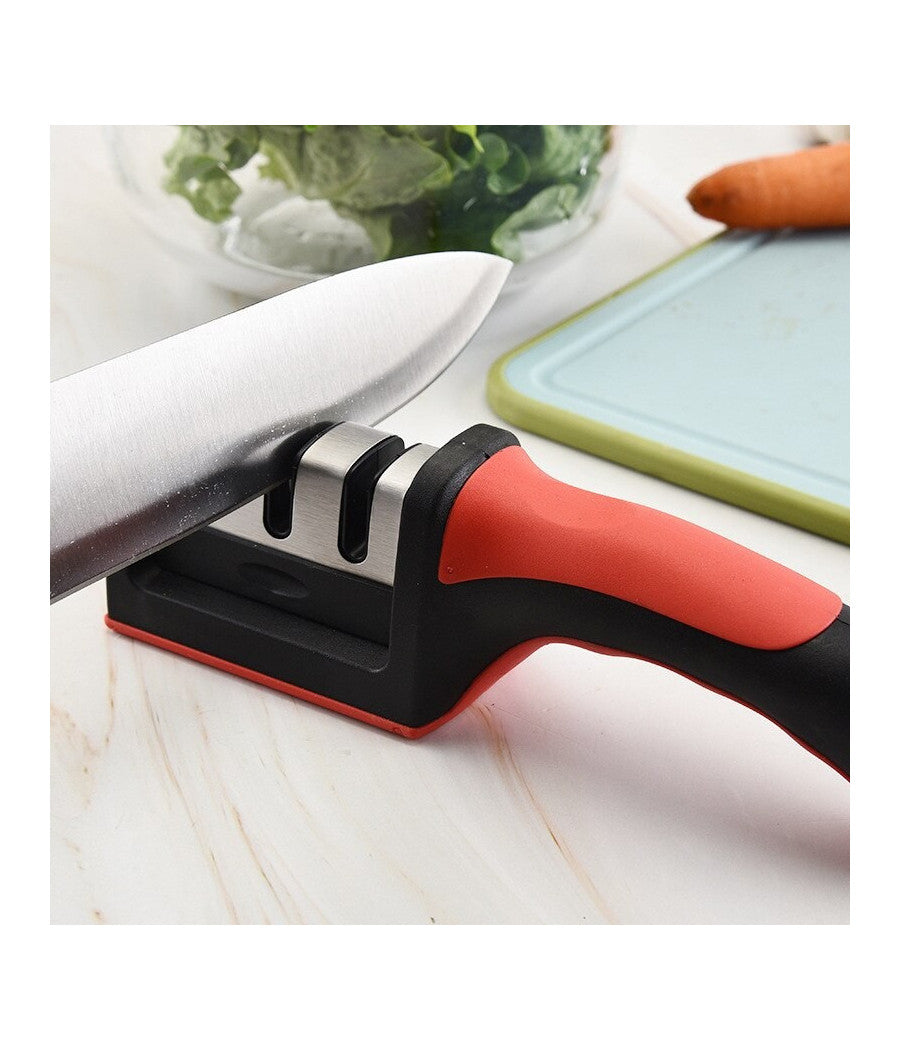 Affilacoltelli In Plastica E Acciaio Inox Per Affilare Lame Forbici E Coltelli         