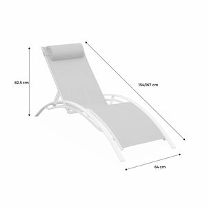 Set di 2 lettini prendisole in alluminio textilene, multiposizione,