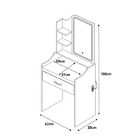 Afrodite - Toeletta Trucco con Luce LED Cassetto 3 Ripiani e Prese Postazione Make Up in Legno Salvia