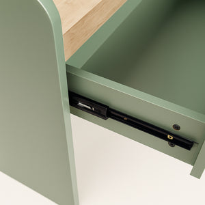 Afrodite - Toeletta Trucco con Luce LED Cassetto 3 Ripiani e Prese Postazione Make Up in Legno Salvia