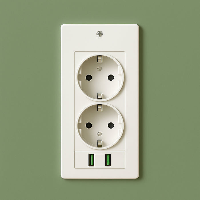 Afrodite - Toeletta Trucco con Luce LED Cassetto 3 Ripiani e Prese Postazione Make Up in Legno Salvia