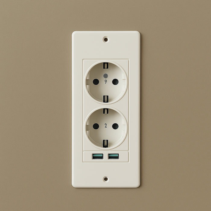 Afrodite - Toeletta Trucco con Luce LED Cassetto 3 Ripiani e Prese Postazione Make Up in Legno Tortora