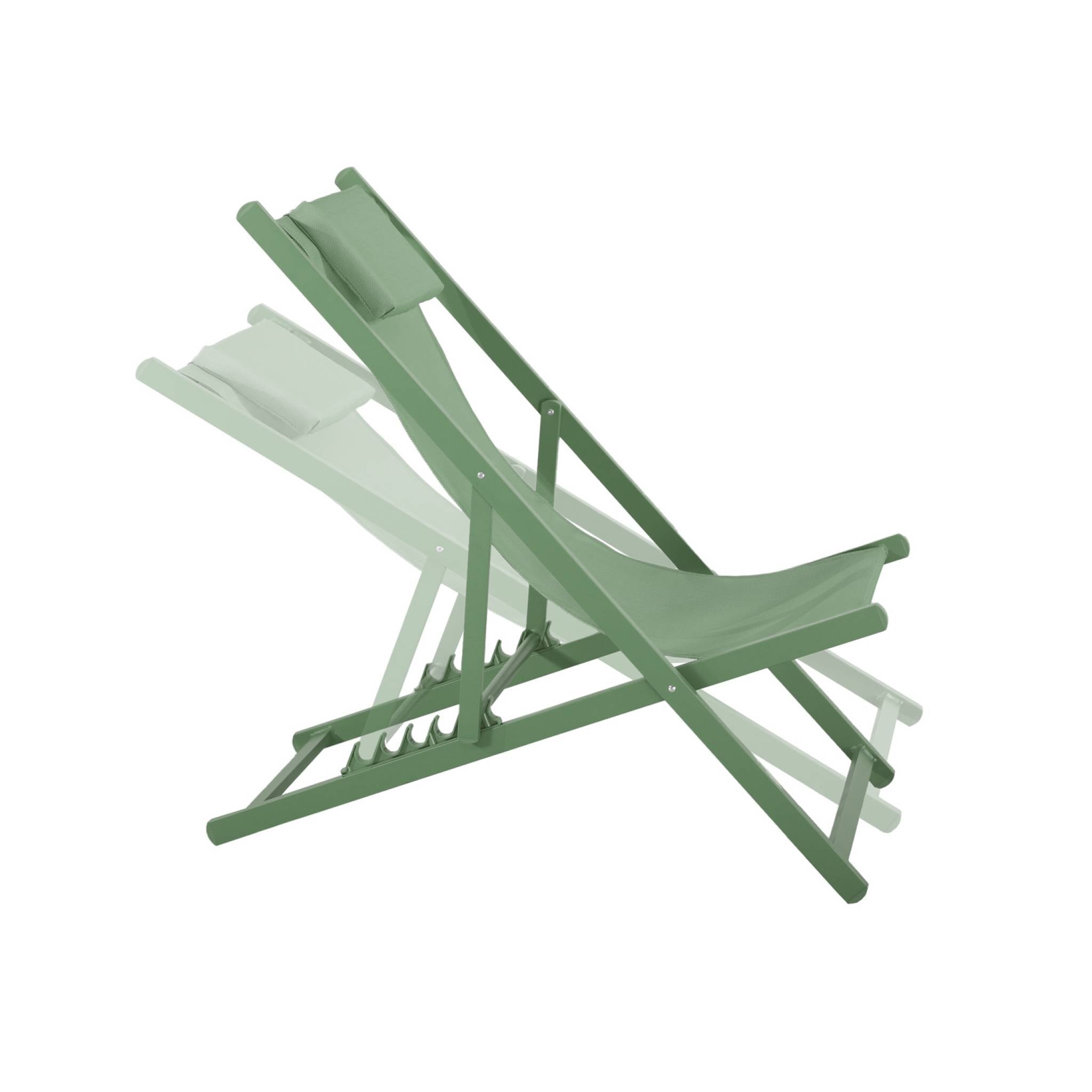 Set 2 lettini prendisole in alluminio multi-posizioni, verde