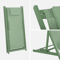 Set 2 lettini prendisole in alluminio multi-posizioni, verde