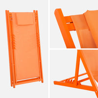 Set 2 lettini prendisole in alluminio multi-posizioni, arancione