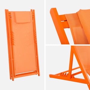 Set 2 lettini prendisole in alluminio multi-posizioni, arancione