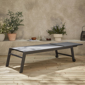 Lettino prendisole in allumino e textilene trapuntato, antracite