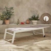 Lettino prendisole in allumino e textilene trapuntato, bianco