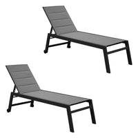 Set di 2 lettini prendisole multiposizione in textilene trapuntato e