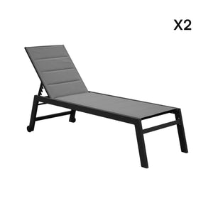 Set di 2 lettini prendisole multiposizione in textilene trapuntato e