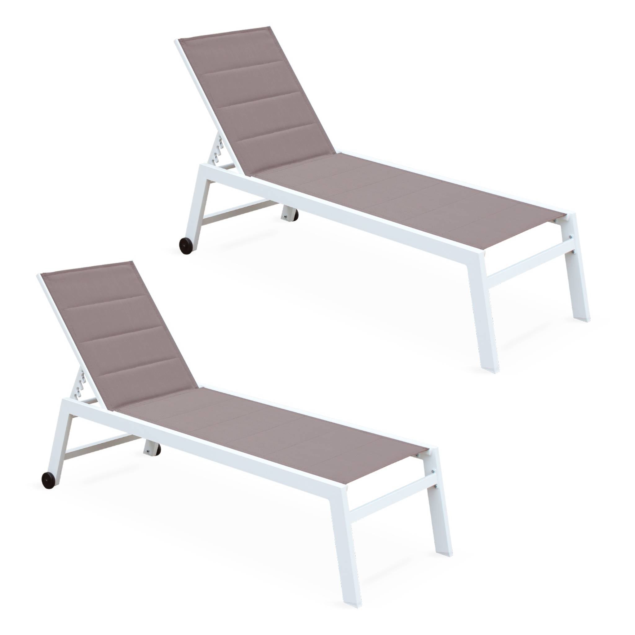 Set di 2 lettini prendisole multiposizione in textilene trapuntato e