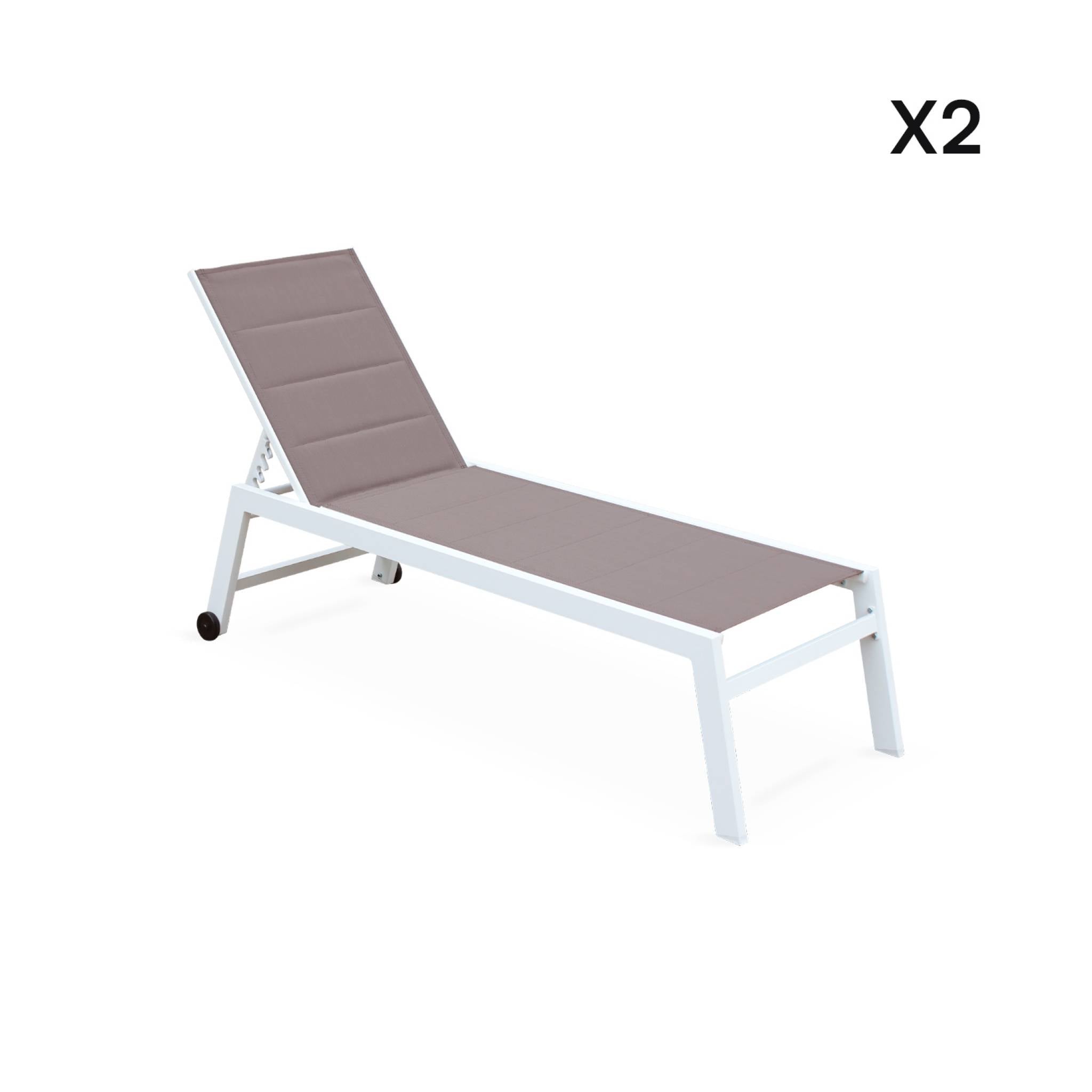 Set di 2 lettini prendisole multiposizione in textilene trapuntato e