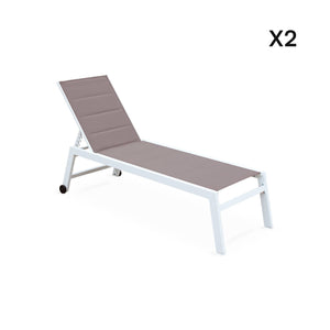 Set di 2 lettini prendisole multiposizione in textilene trapuntato e