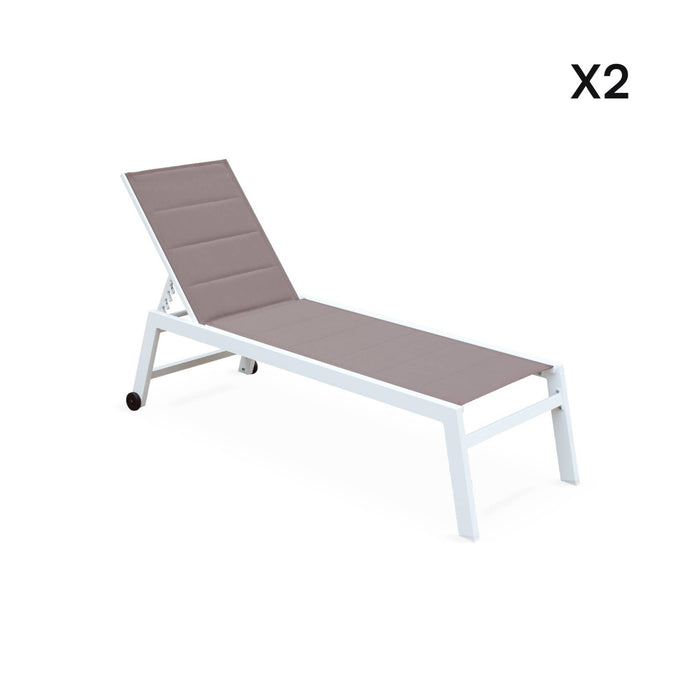 Set di 2 lettini prendisole multiposizione in textilene trapuntato e