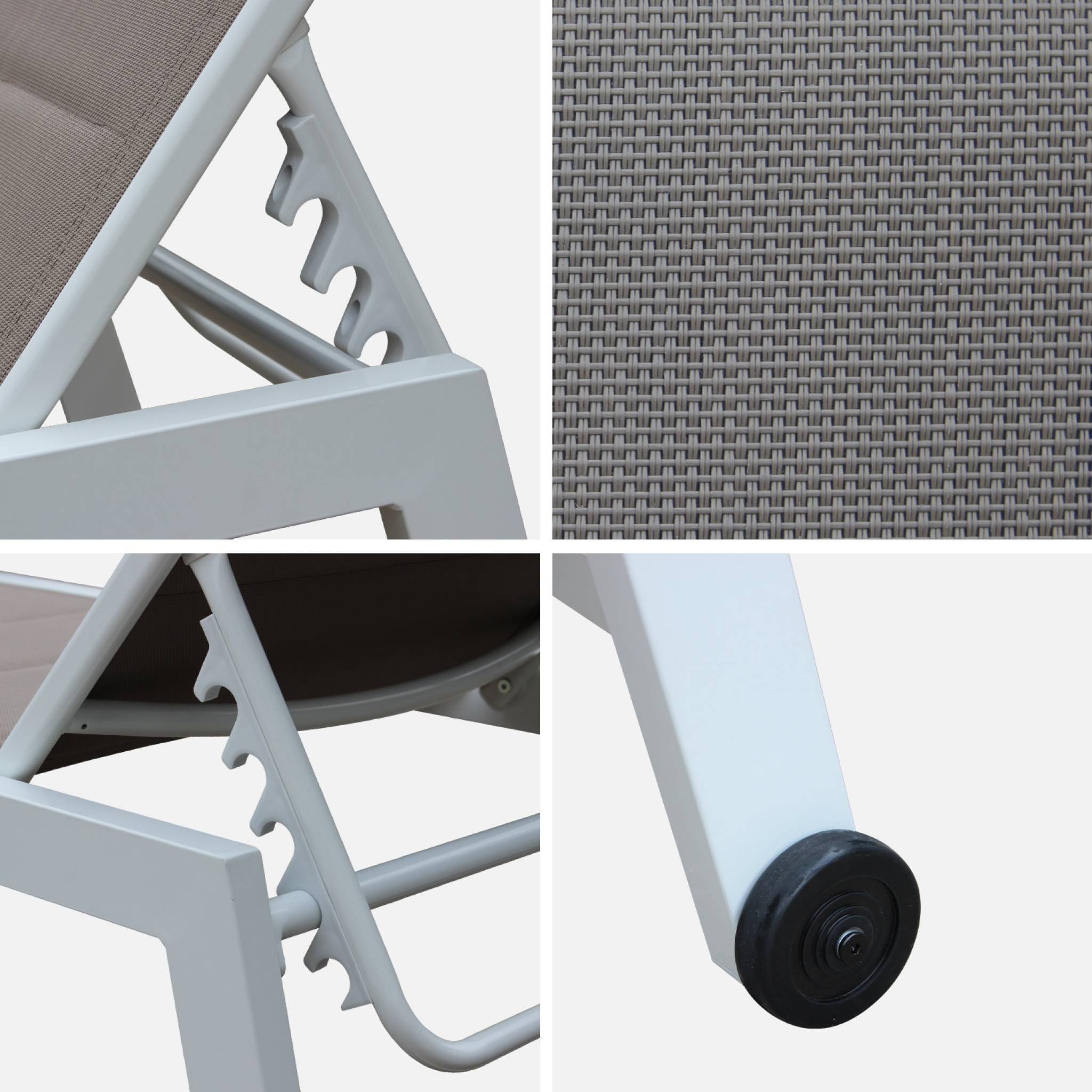 Set di 2 lettini prendisole multiposizione in textilene trapuntato e