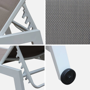 Set di 2 lettini prendisole multiposizione in textilene trapuntato e