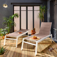 Set di 2 lettini prendisole multiposizione in textilene trapuntato e