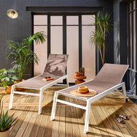 Set di 2 lettini prendisole multiposizione in textilene trapuntato e