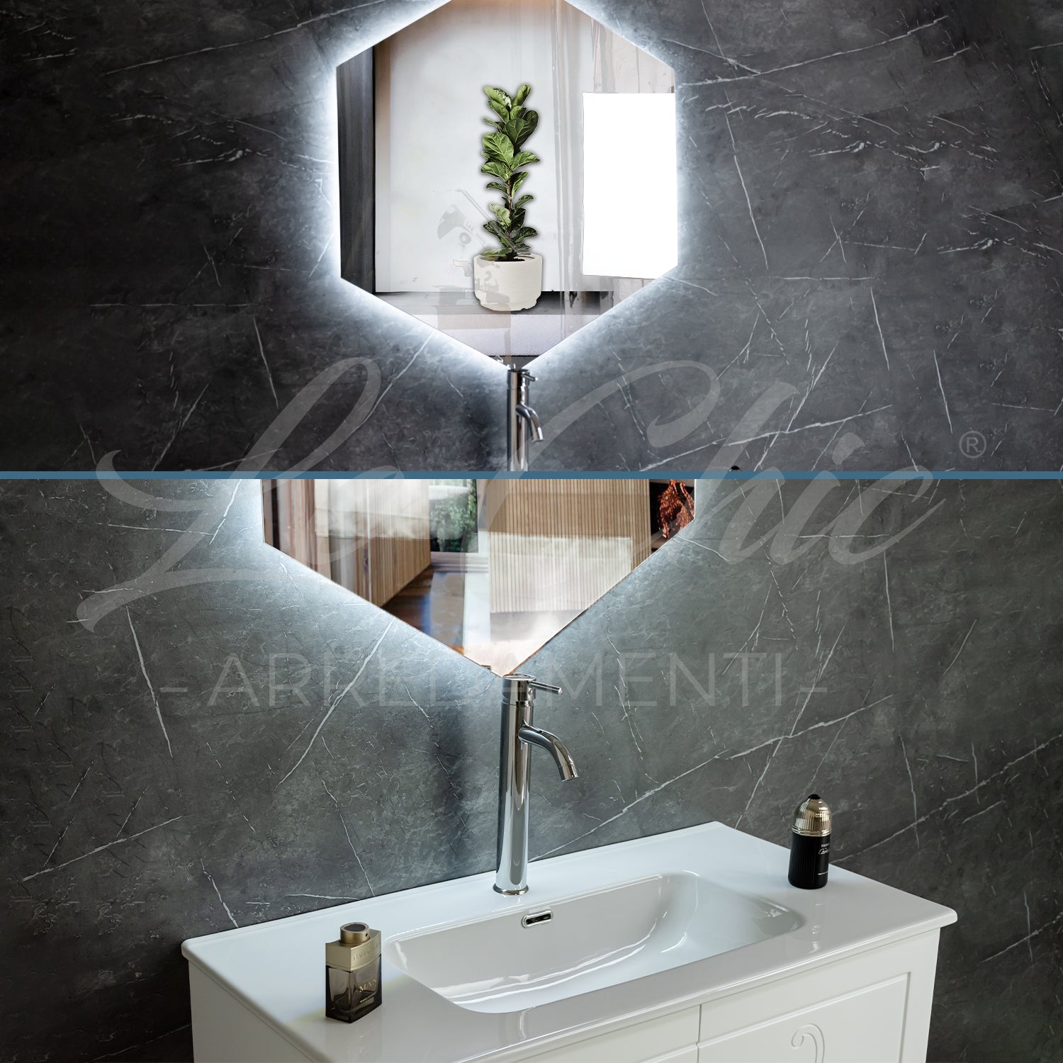 Mobile bagno moderno con specchio - 120x46
