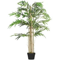 Bambù Artificiale XXL 1,15H m albero artificiale 730 Foglie dense realistiche Vaso Incluso Nero Verde