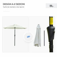 Ombrellone da Giardino Inclinabile 2.3x2.2m con Manovella, Palo in Metallo e 6 Stecche, Crema