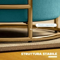 Pouf Contenitore Rotondo in Velluto con Vano da 24L e Coperchio Rimovibile, Ø42x39 cm, Verde