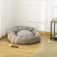 Cuccia per Cani Imbottita con Cuscino e Bordi Rialzati, Rivestimento in Tessuto, 85x85x35cm, Grigio