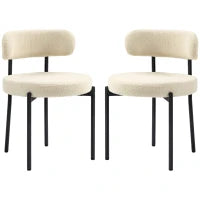 Set di 2 Sedie da Pranzo con Schienale in Tessuto e Piedi in Acciaio, 51 x 51 x 76 cm, Beige e Nero