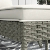 Sedia da Giardino con Poggiapiedi e Cuscini Imbottiti, in Rattan e Acciaio, 64x82x89 cm, Grigio e Crema