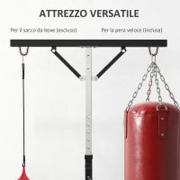 Supporto Sacco Boxe ad Altezza Regolabile con 6 Barre di Rinforzo in Acciaio, 160x145x175-220 cm, Nero