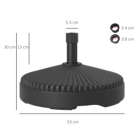 Base per Ombrellone Ø3 m max Riempibile con Acqua o Sabbia, in HDPE Nero, Ø55x30 cm