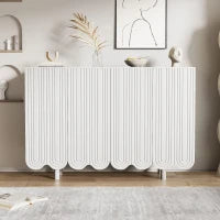 Credenza a goccia, con ante sagomate,  120×37,5×80,8 cm, Bianco