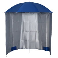 Ombrellone da Spiaggia con Tenda Integrata, in Metallo e Poliestere, Ø220x220 cm, Blu