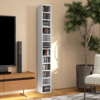 Contenitori per CD e DVD con 12 Compartimenti, Capacità Massima 204 CD, 21 x 20 x 175 cm, Bianco