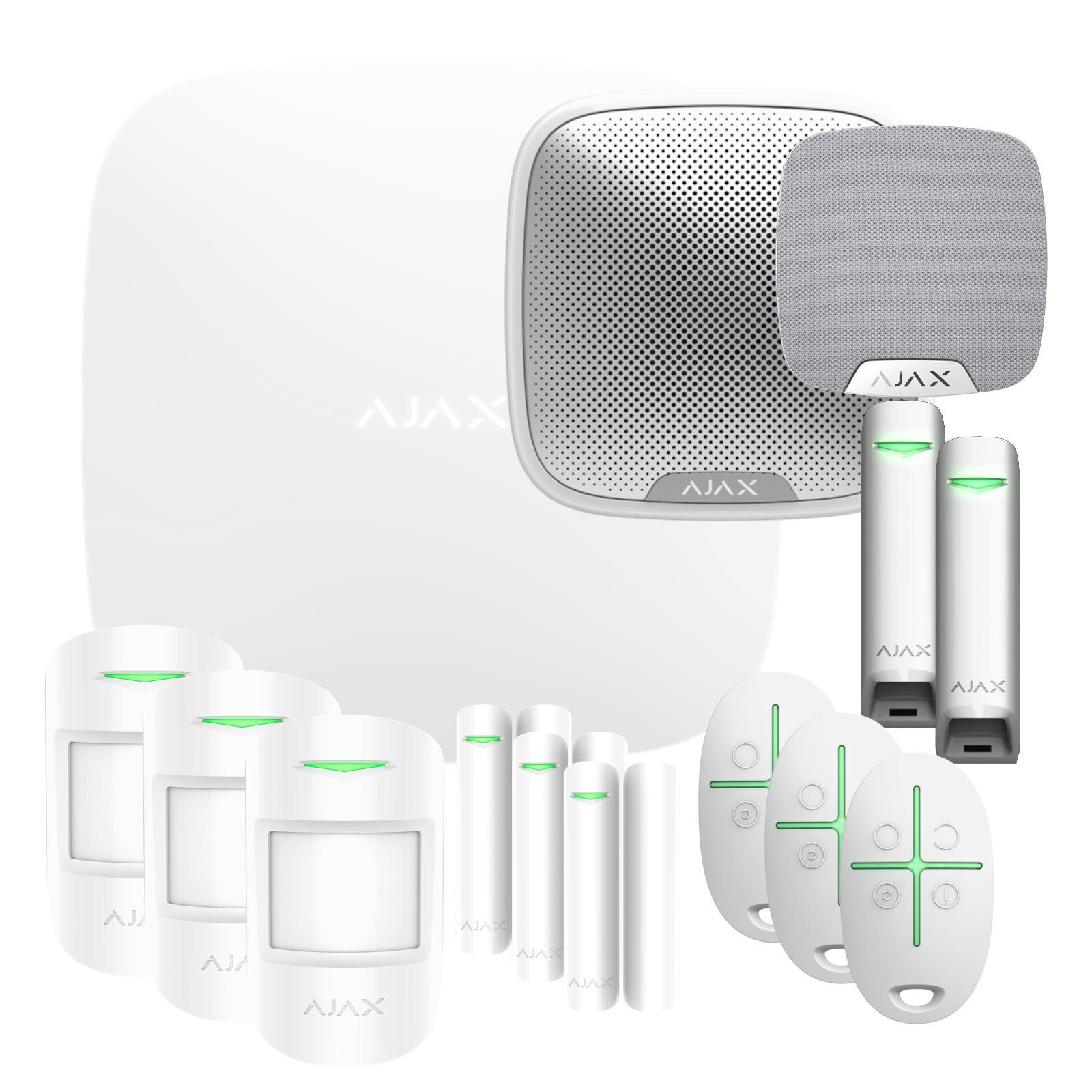 Ajax Kit Allarme 14 pezzi Wireless Centrale Magnetico Sirena Volumetrico - AJAX