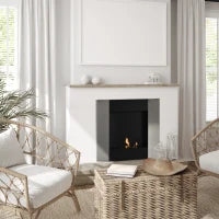 Camino Bioetanolo da Parete con Serbatoio da 0.7L e Copertura 20m², Acciaio, 72x11x72cm, Argento e Nero