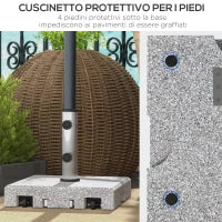 Base per Ombrellone da 28kg in Granito con Maniglia Estensibile e Rotelle, 41x41x37.5cm, Grigio