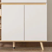 Mobile Buffet da Stoccaggio Cucina Stile Scandinavo 1 Mobile Doppio a Ante 1 Cassetto e 4 Nicchie Ripiani Regolabili, Bianco