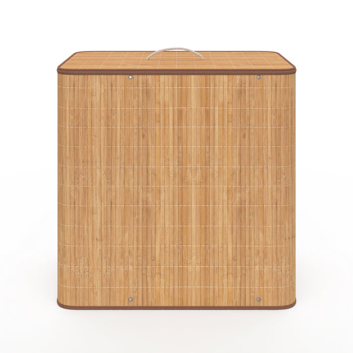 IDMarket - ALBA cesto de la ropa de bambú, 3 cubos, tejido crudo