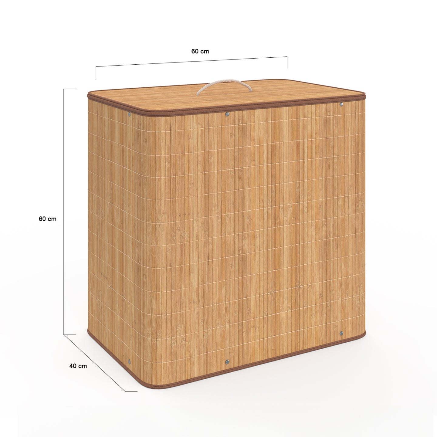 IDMarket - ALBA cesto de la ropa de bambú, 3 cubos, tejido crudo