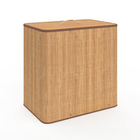 IDMarket - ALBA cesto de la ropa de bambú, 3 cubos, tejido crudo