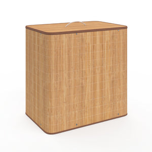 IDMarket - ALBA cesto de la ropa de bambú, 3 cubos, tejido crudo