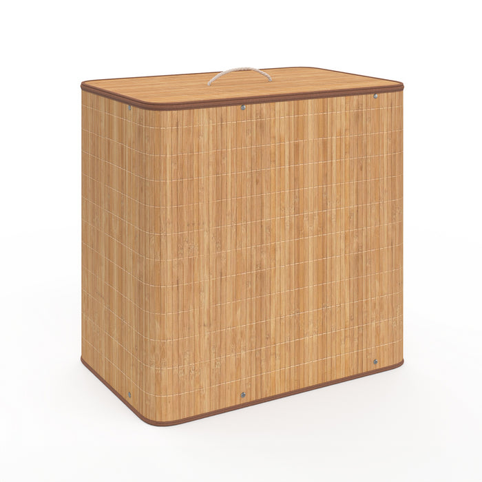 IDMarket - ALBA cesto de la ropa de bambú, 3 cubos, tejido crudo