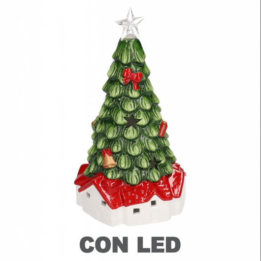 Albero ceramica verde con led cm 16x15,5h30,5