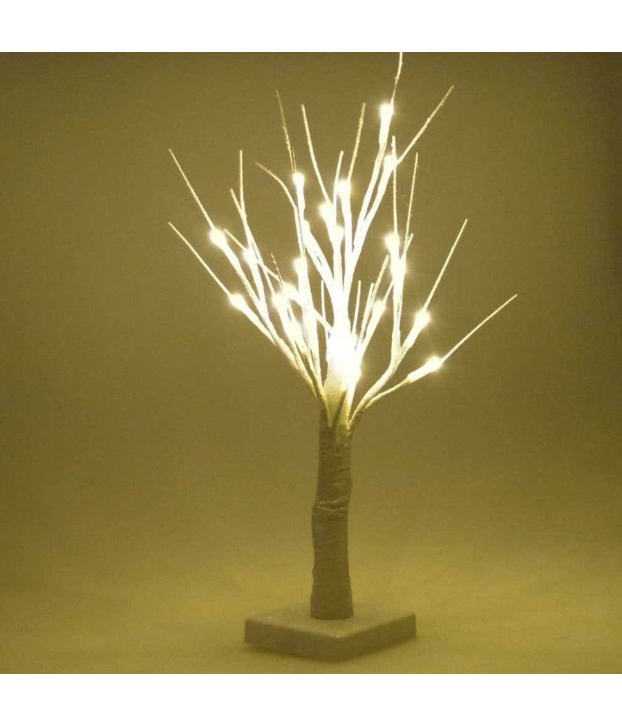 Albero Decorativo Luminoso 45 Cm Per Interni 24 Led Ecologico A Batteria Bianco         