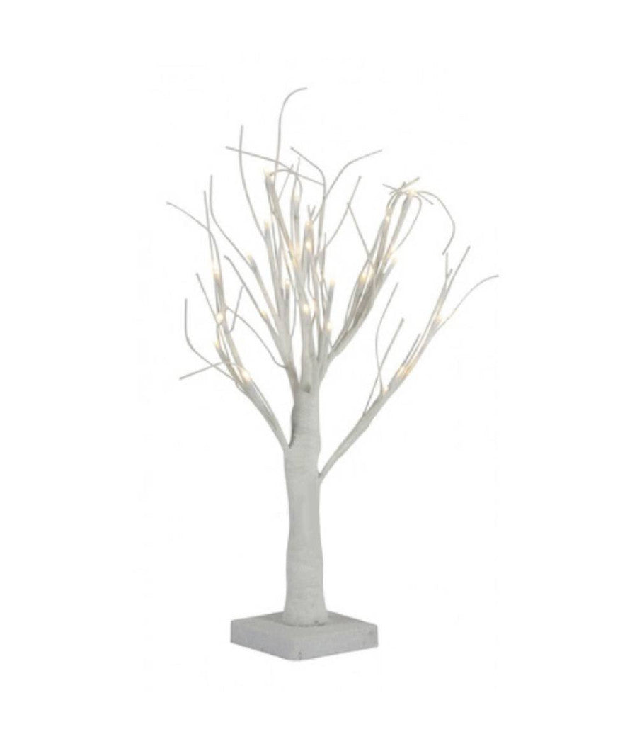 Albero Decorativo Luminoso 45 Cm Per Interni 24 Led Ecologico A Batteria Bianco         