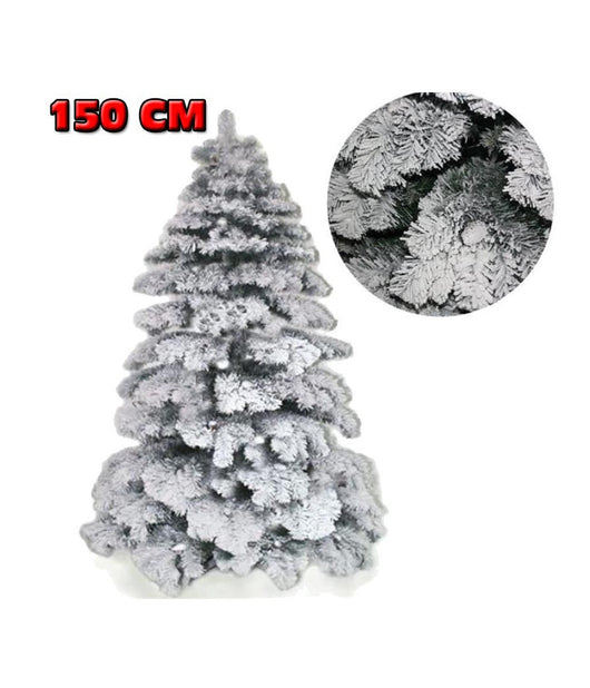 Albero Di Natale 150cm Abete Snow Con Effetto Innevato Bianco Base A Croce         