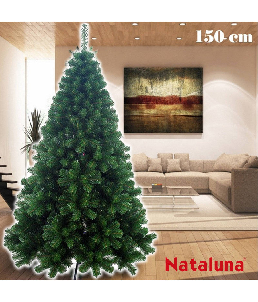 Albero Di Natale 150cm Super Folto Nataluna Modello Aspen Con Base A Croce         